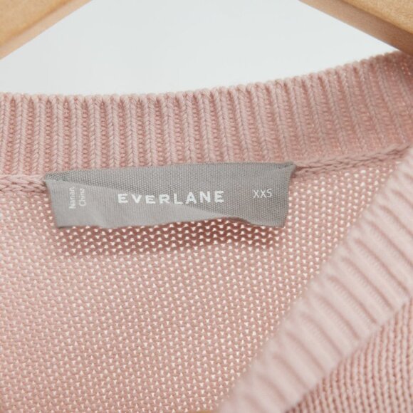 Everlane Long sleeve ribbed neck & cuff 100 % cotton sweater Blush  Pink | XXS - Picture 3 of 5